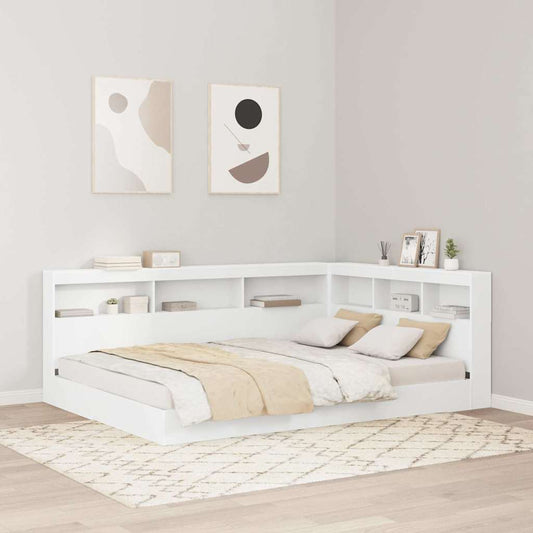 vidaXL Κρεβάτι Βιβλιοθήκης Λευκό 150 x 200 cm Επεξεργασμένο ξύλο