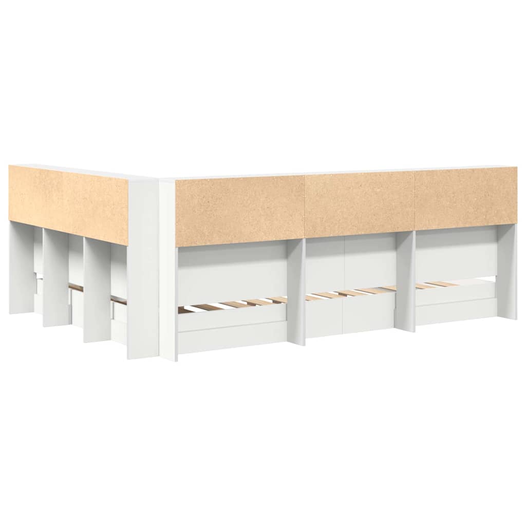 vidaXL Κρεβάτι Βιβλιοθήκης Λευκό 150 x 200 cm Επεξεργασμένο ξύλο