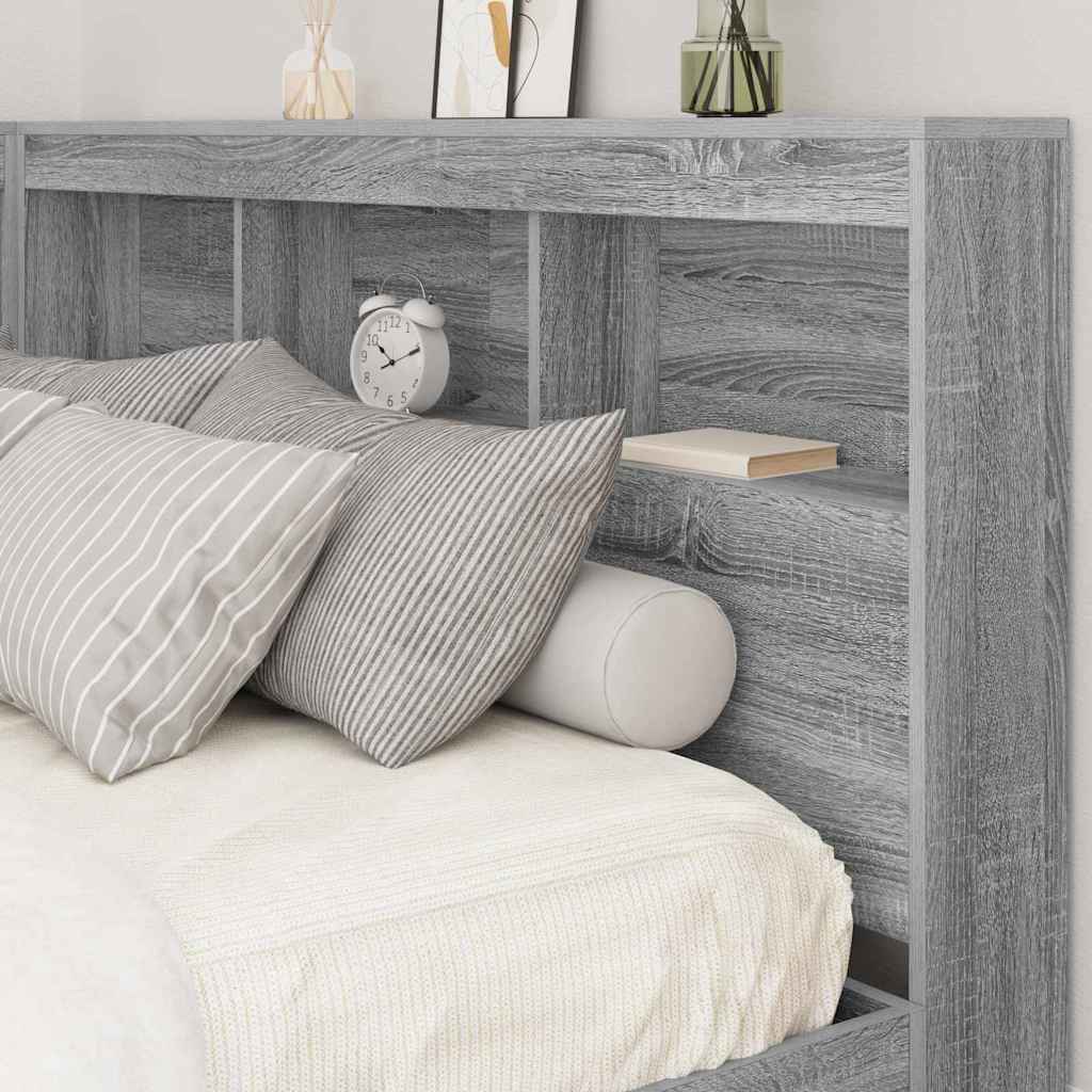vidaXL Κρεβάτι Βιβλιοθήκης Γκρι sonoma 160 x 200 cm Επεξεργασμένο ξύλο