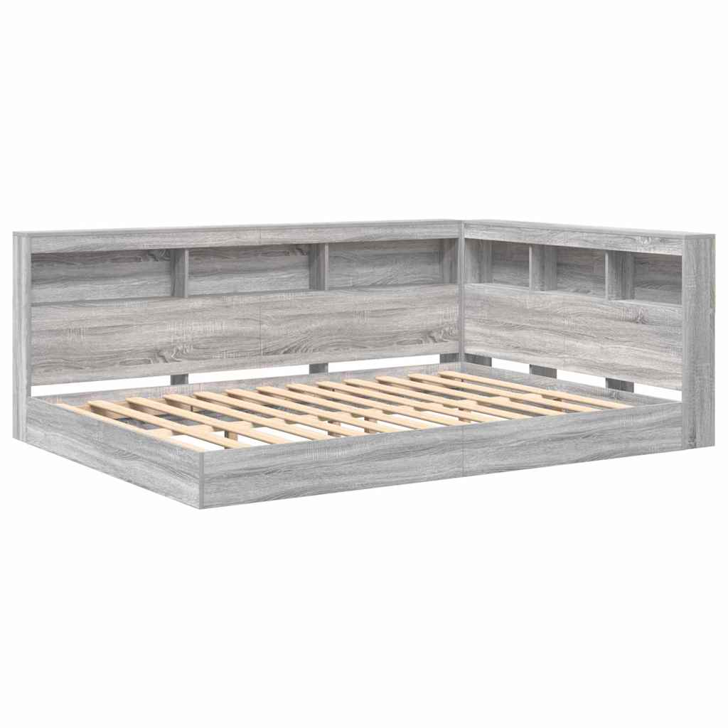 vidaXL Κρεβάτι Βιβλιοθήκης Γκρι sonoma 160 x 200 cm Επεξεργασμένο ξύλο
