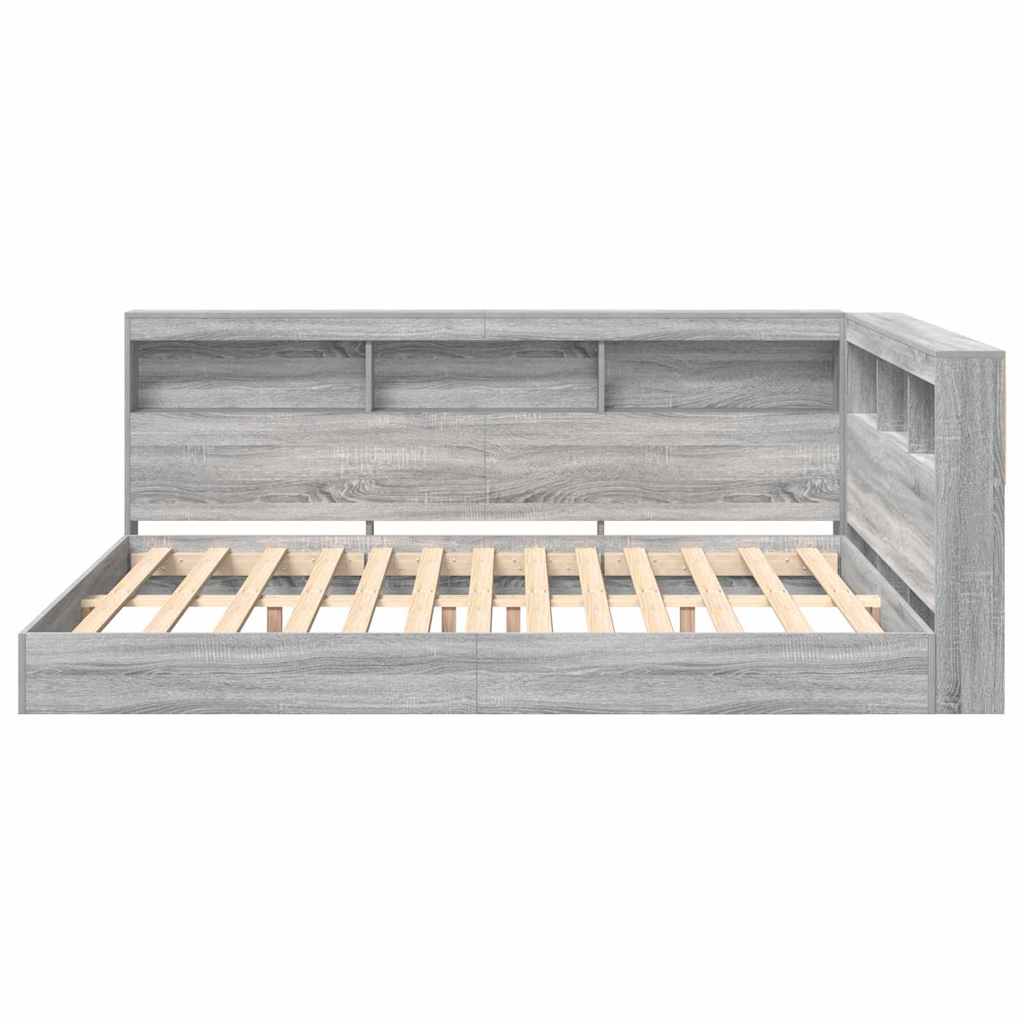 vidaXL Κρεβάτι Βιβλιοθήκης Γκρι sonoma 160 x 200 cm Επεξεργασμένο ξύλο