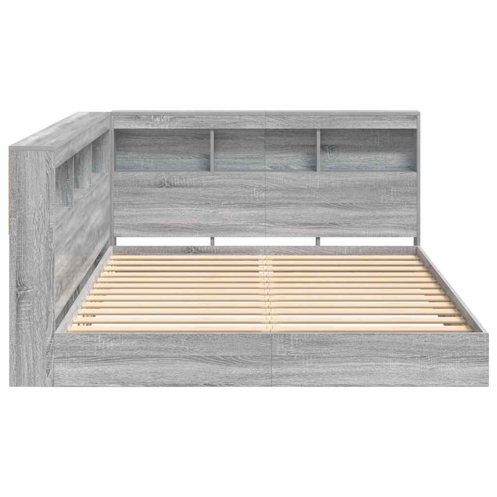 vidaXL Κρεβάτι Βιβλιοθήκης Γκρι sonoma 160 x 200 cm Επεξεργασμένο ξύλο