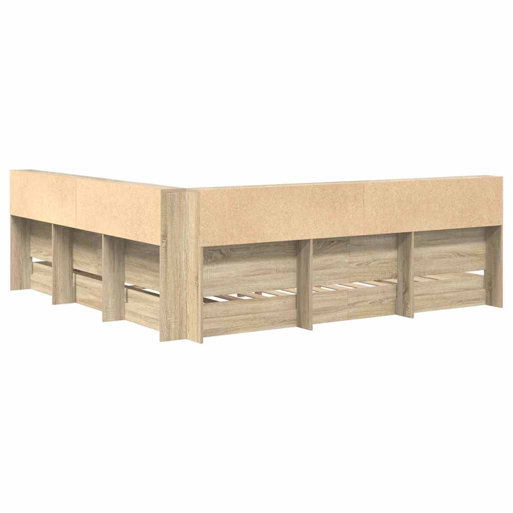 vidaXL Κρεβάτι Βιβλιοθήκης Sonoma Δρυς 180 x 200 cm Επεξεργασμένο ξύλο