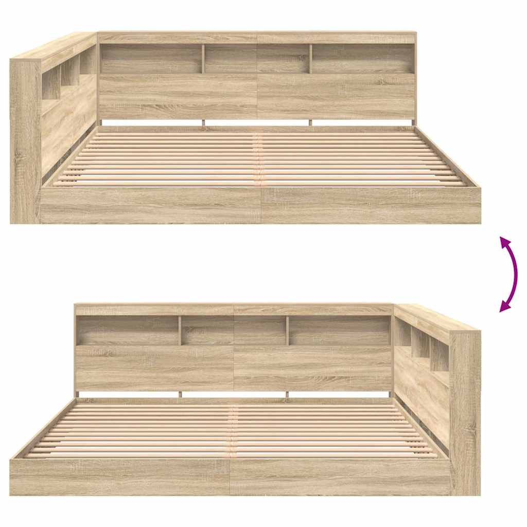 vidaXL Κρεβάτι Βιβλιοθήκης Sonoma Δρυς 180 x 200 cm Επεξεργασμένο ξύλο
