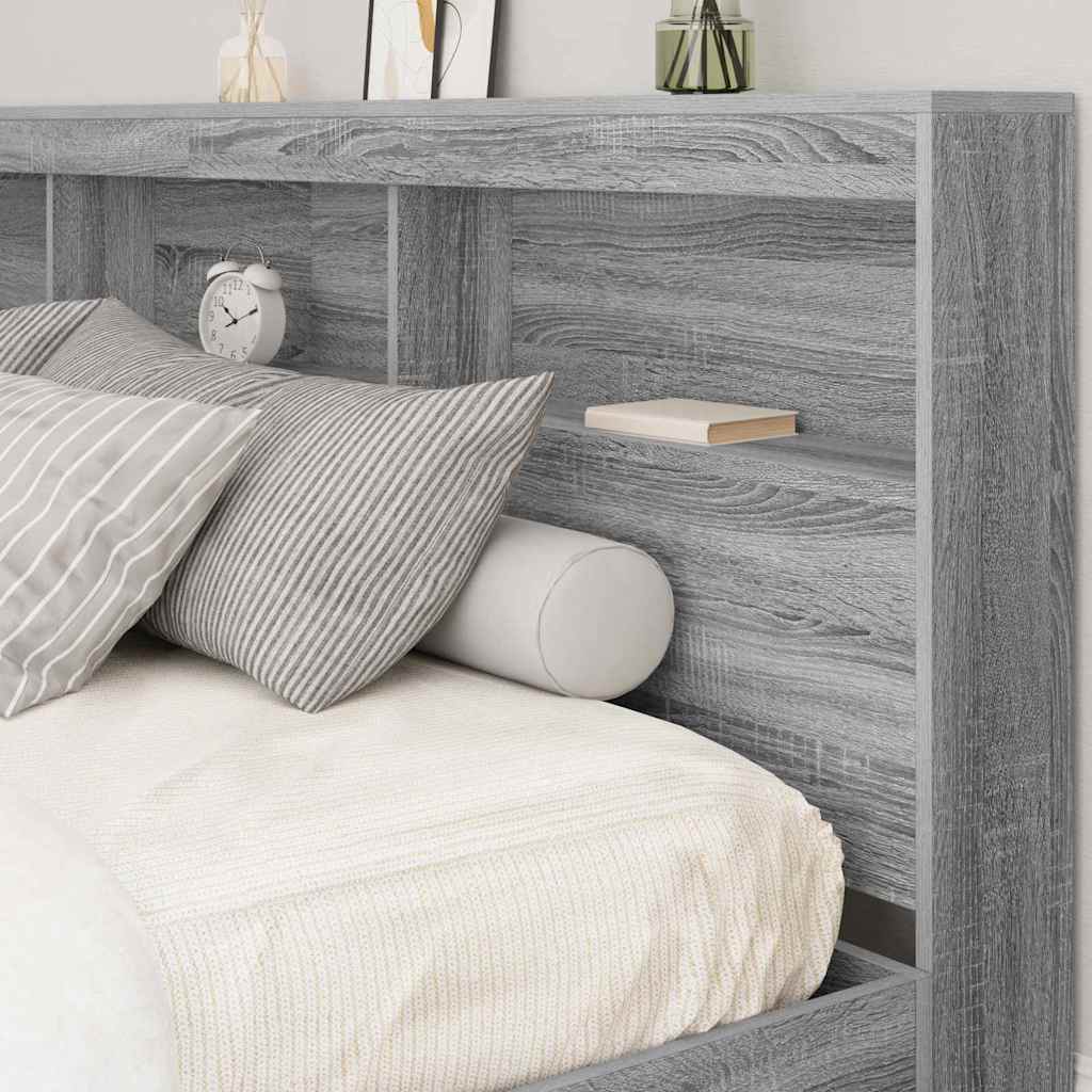 vidaXL Κρεβάτι Βιβλιοθήκης Γκρι sonoma 180 x 200 cm Επεξεργασμένο ξύλο