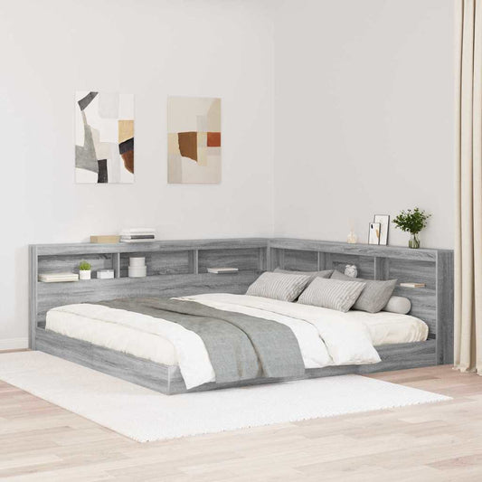 vidaXL Κρεβάτι Βιβλιοθήκης Γκρι sonoma 180 x 200 cm Επεξεργασμένο ξύλο