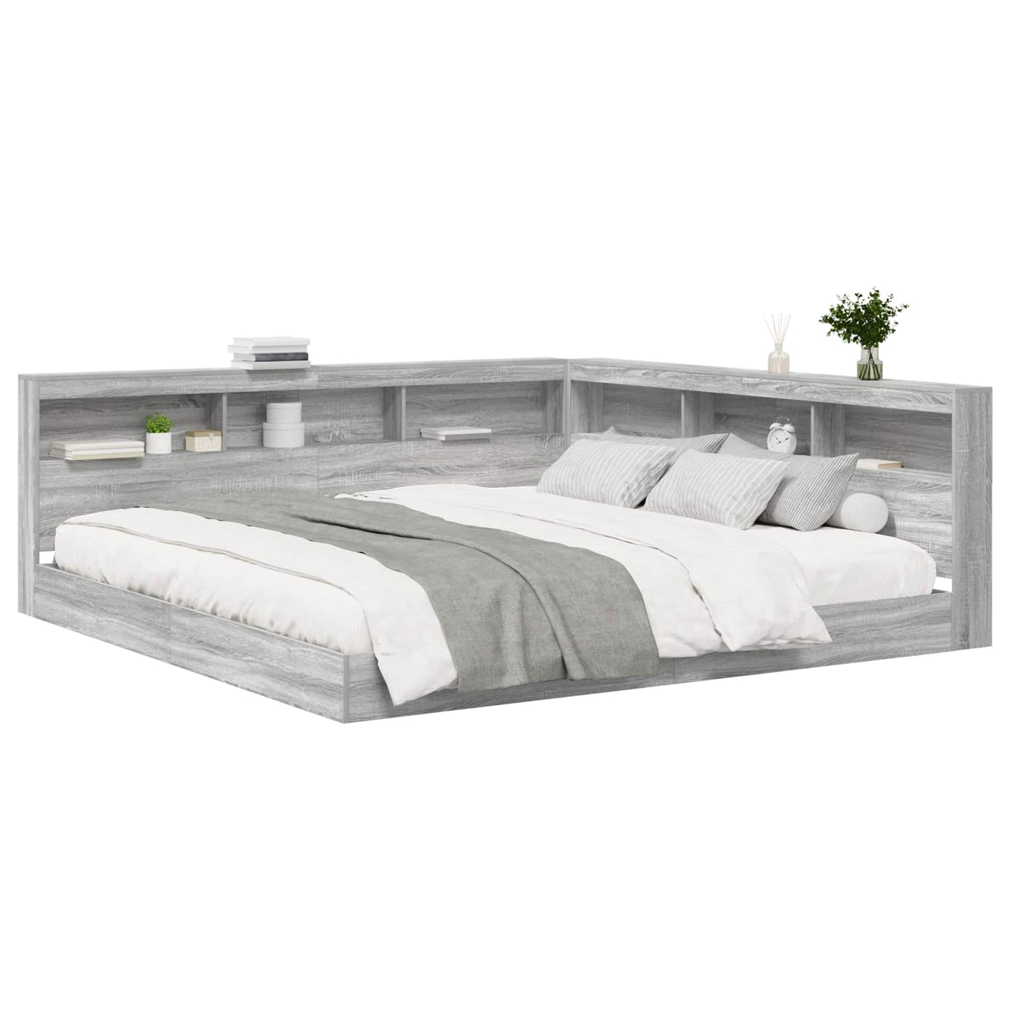 vidaXL Κρεβάτι Βιβλιοθήκης Γκρι sonoma 180 x 200 cm Επεξεργασμένο ξύλο