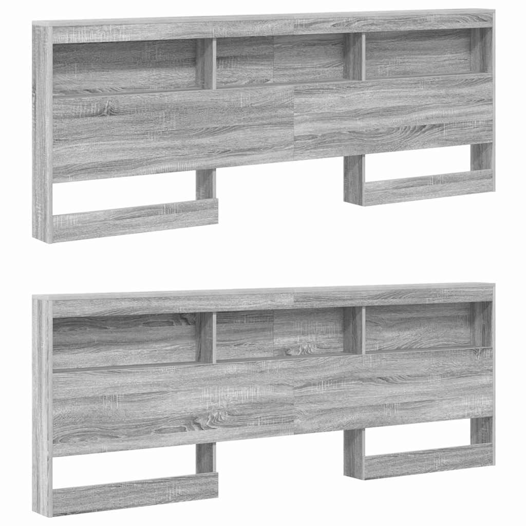vidaXL Κρεβάτι Βιβλιοθήκης Γκρι sonoma 180 x 200 cm Επεξεργασμένο ξύλο