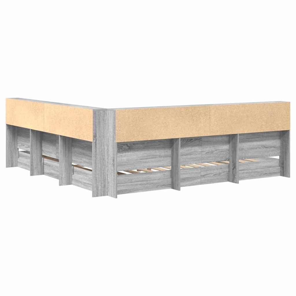 vidaXL Κρεβάτι Βιβλιοθήκης Γκρι sonoma 180 x 200 cm Επεξεργασμένο ξύλο