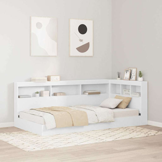 vidaXL Κρεβάτι Βιβλιοθήκης Λευκό 90 x 190 cm Επεξεργασμένο ξύλο