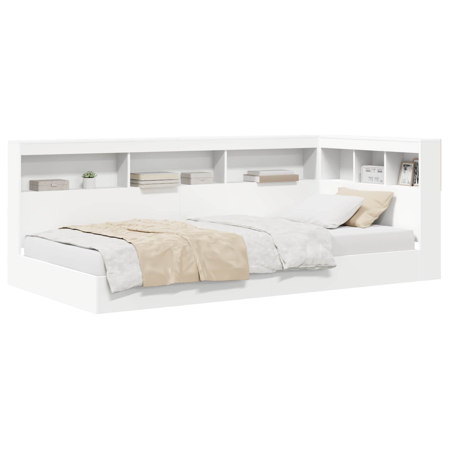 vidaXL Κρεβάτι Βιβλιοθήκης Λευκό 90 x 190 cm Επεξεργασμένο ξύλο