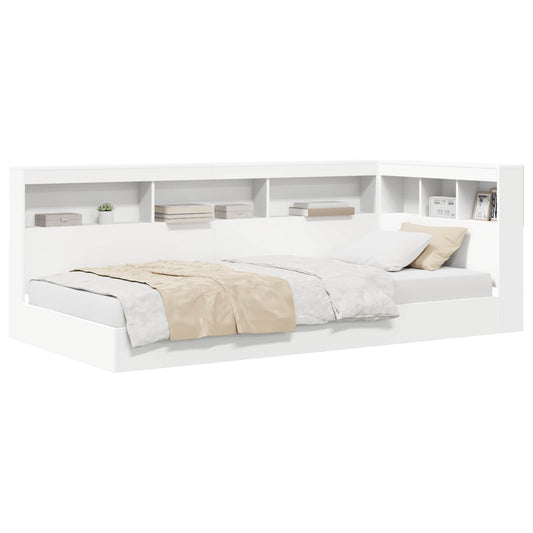 vidaXL Κρεβάτι Βιβλιοθήκης Λευκό 90 x 190 cm Επεξεργασμένο ξύλο