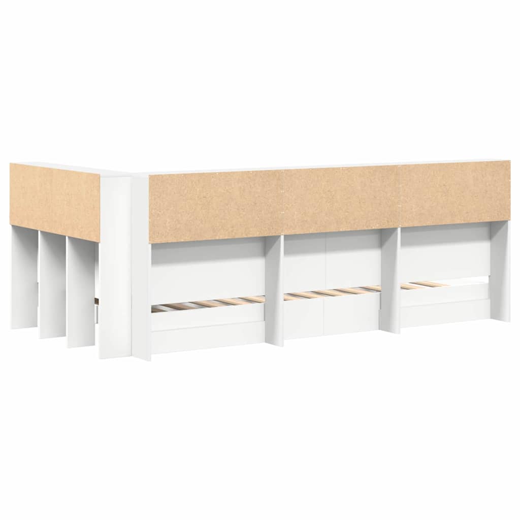vidaXL Κρεβάτι Βιβλιοθήκης Λευκό 90 x 190 cm Επεξεργασμένο ξύλο