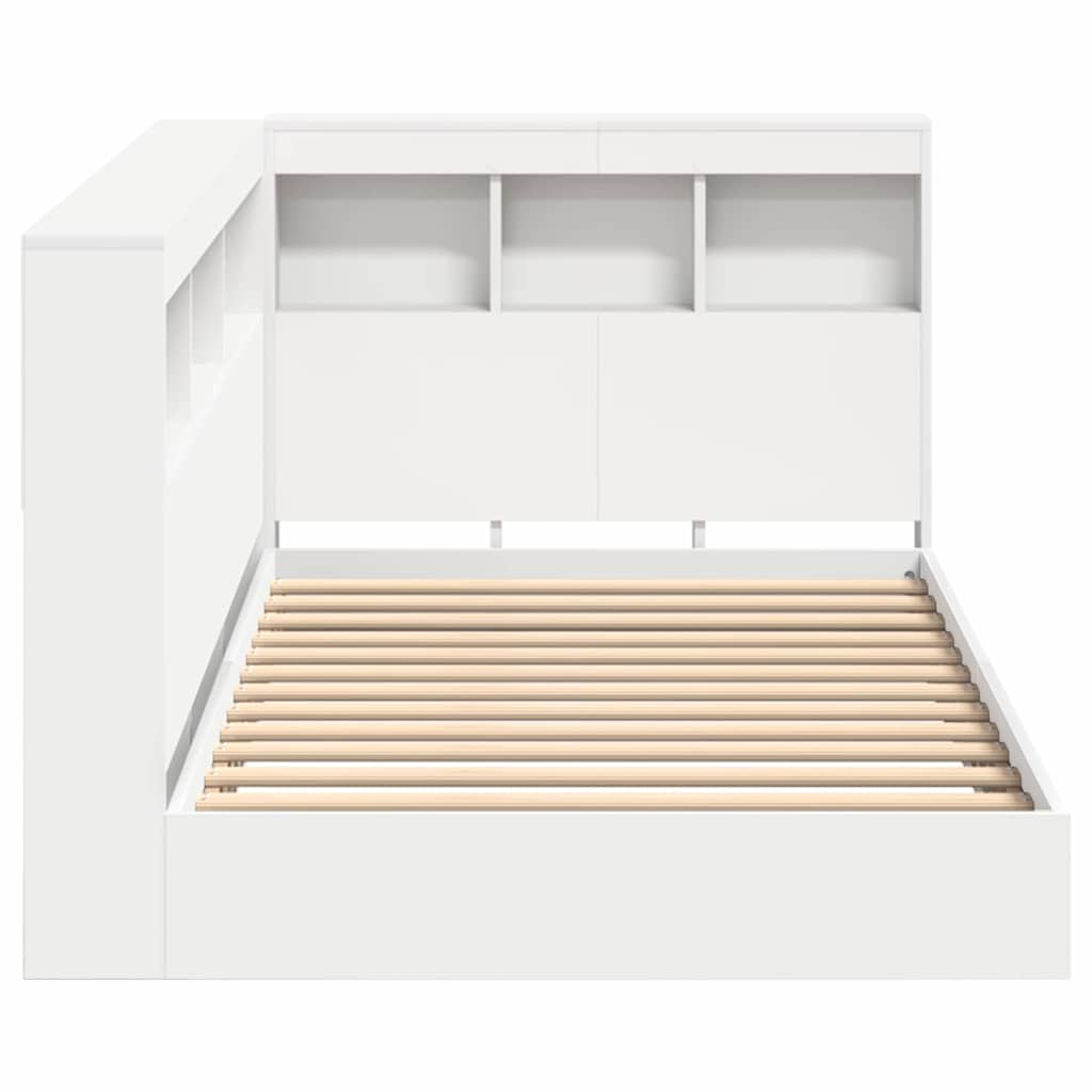 vidaXL Κρεβάτι Βιβλιοθήκης Λευκό 90 x 190 cm Επεξεργασμένο ξύλο
