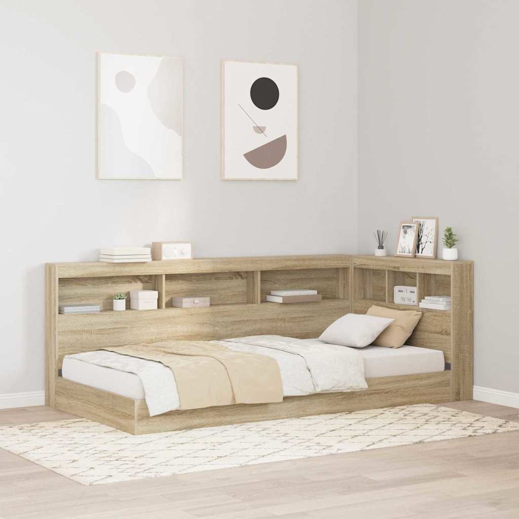 vidaXL Κρεβάτι Βιβλιοθήκης Δρύς Sonoma 75 x 190 cm Επεξεργασμένο ξύλο