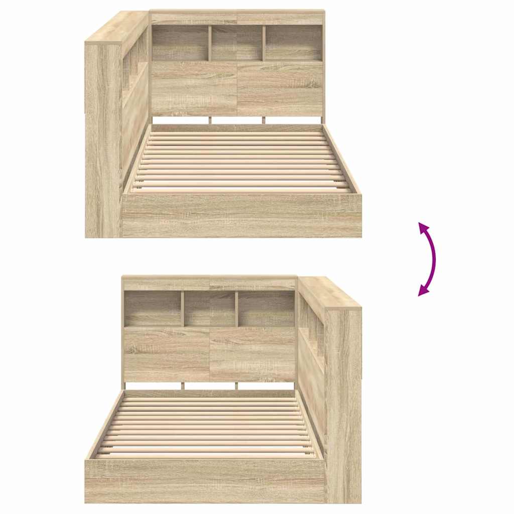vidaXL Κρεβάτι Βιβλιοθήκης Δρύς Sonoma 75 x 190 cm Επεξεργασμένο ξύλο