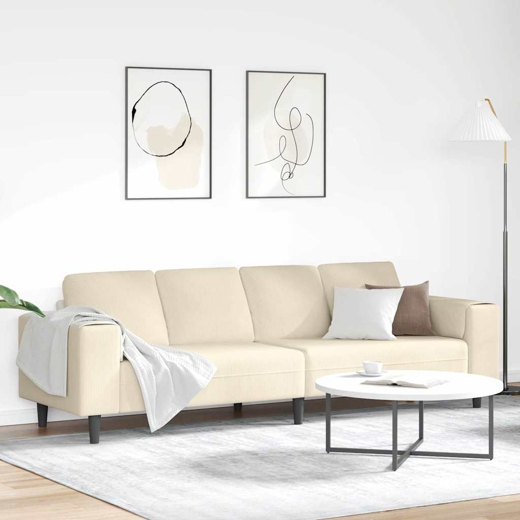 vidaXL Καναπές Κρεμ 250 x 77 x 76 εκ. Υφασμάτινο Κορντουρά
