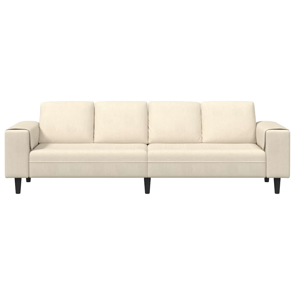 vidaXL Καναπές Κρεμ 250 x 77 x 76 εκ. Υφασμάτινο Κορντουρά