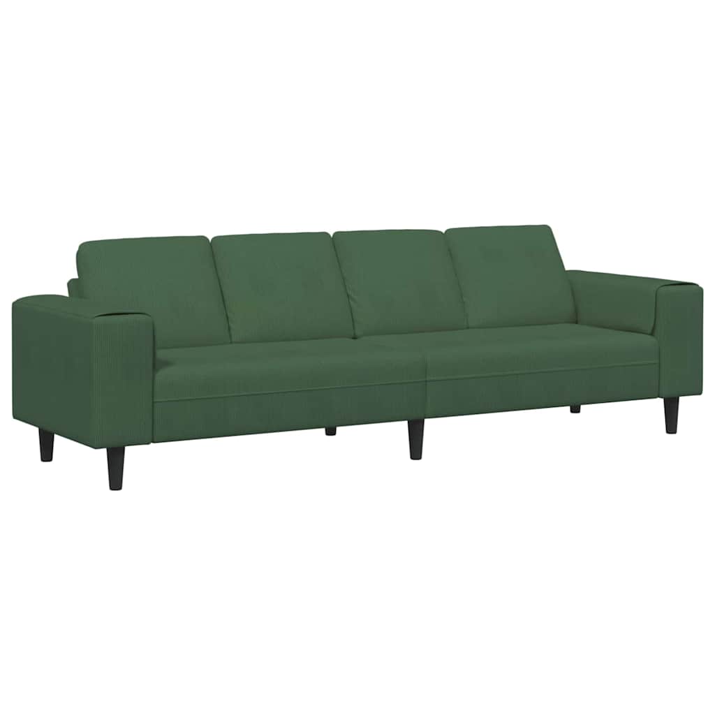 vidaXL Καναπές Σκούρο Πράσινο 250 x 77 x 76 εκ. Υφασμάτινο Κορντουρά