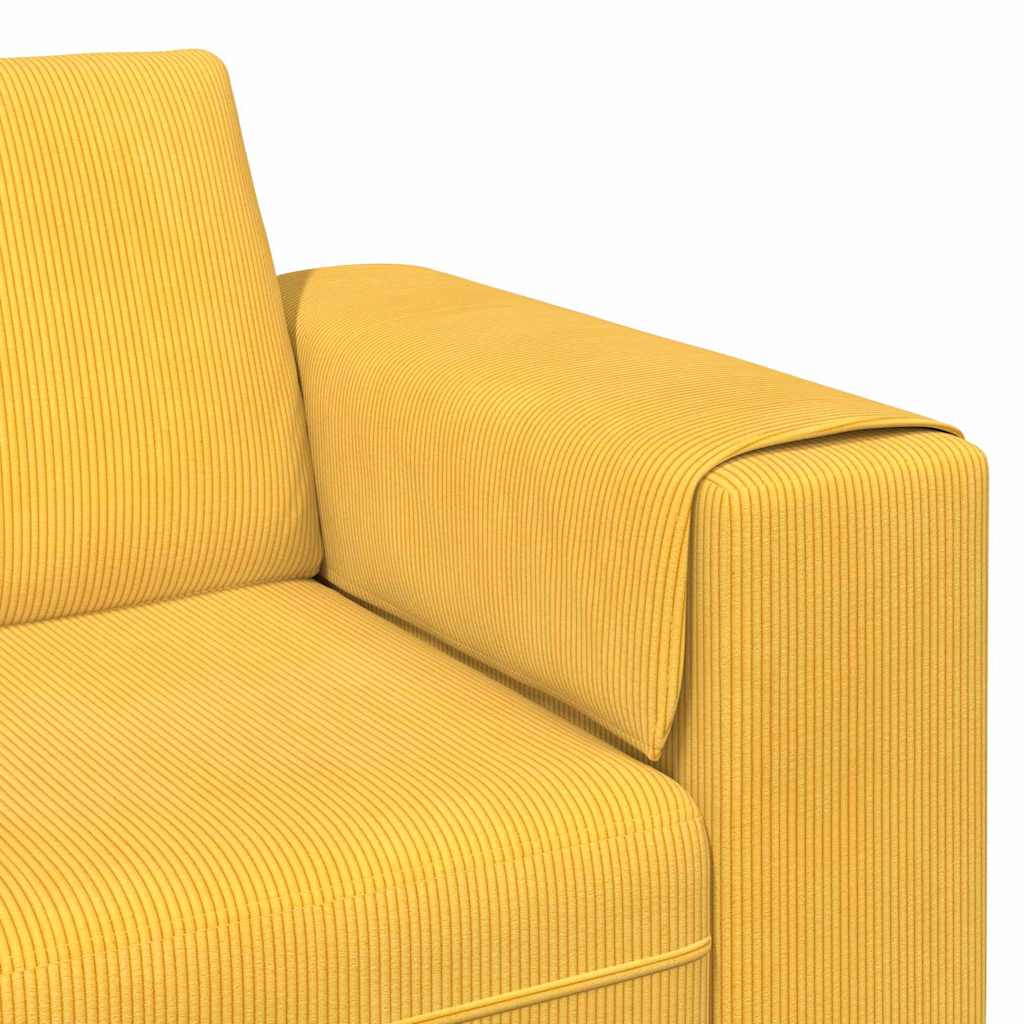 vidaXL Καναπές Απαλό Κίτρινο 250 x 77 x 76 εκ. Υφασμάτινο Κορντουρά