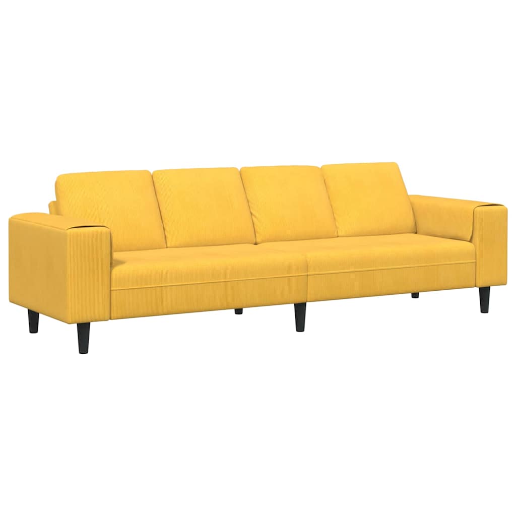vidaXL Καναπές Απαλό Κίτρινο 250 x 77 x 76 εκ. Υφασμάτινο Κορντουρά