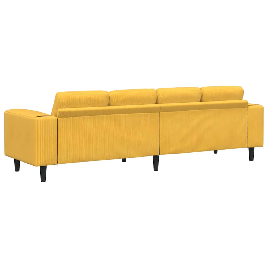 vidaXL Καναπές Απαλό Κίτρινο 250 x 77 x 76 εκ. Υφασμάτινο Κορντουρά