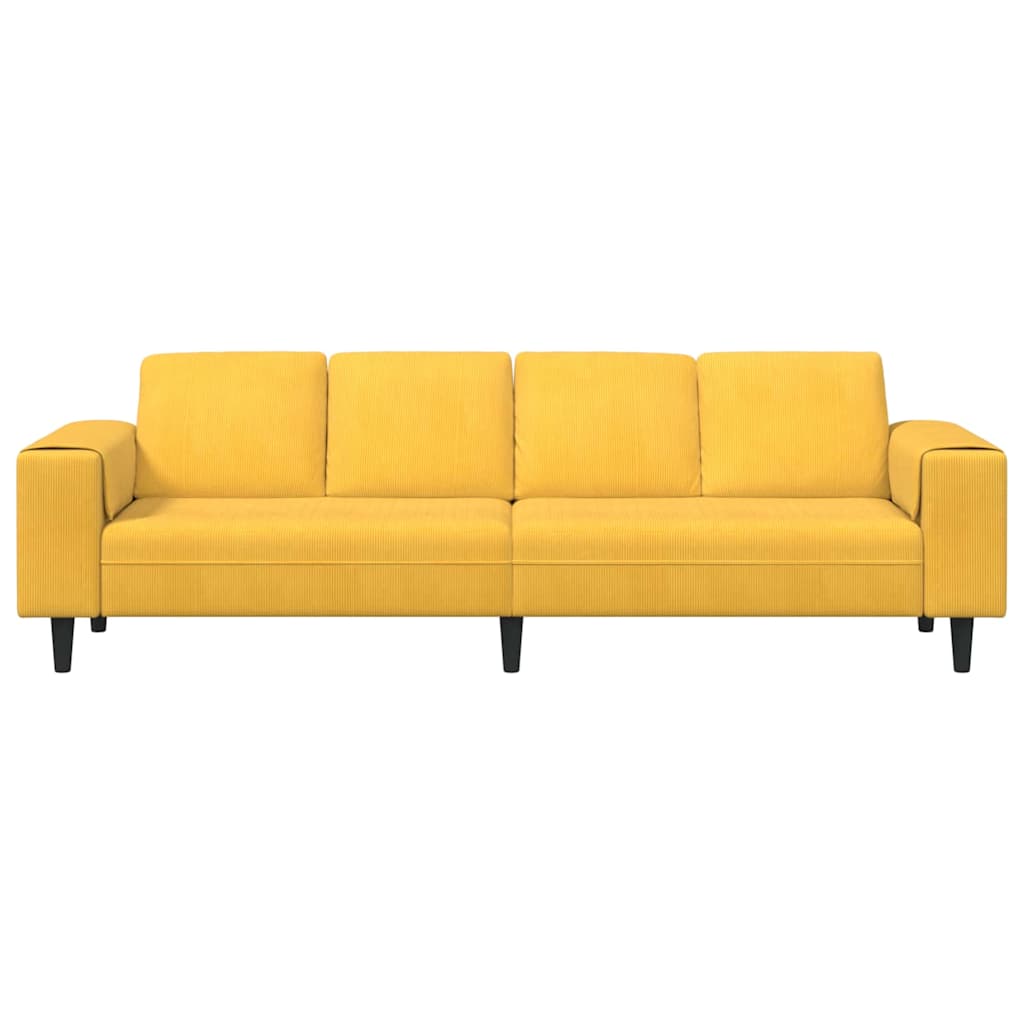 vidaXL Καναπές Απαλό Κίτρινο 250 x 77 x 76 εκ. Υφασμάτινο Κορντουρά