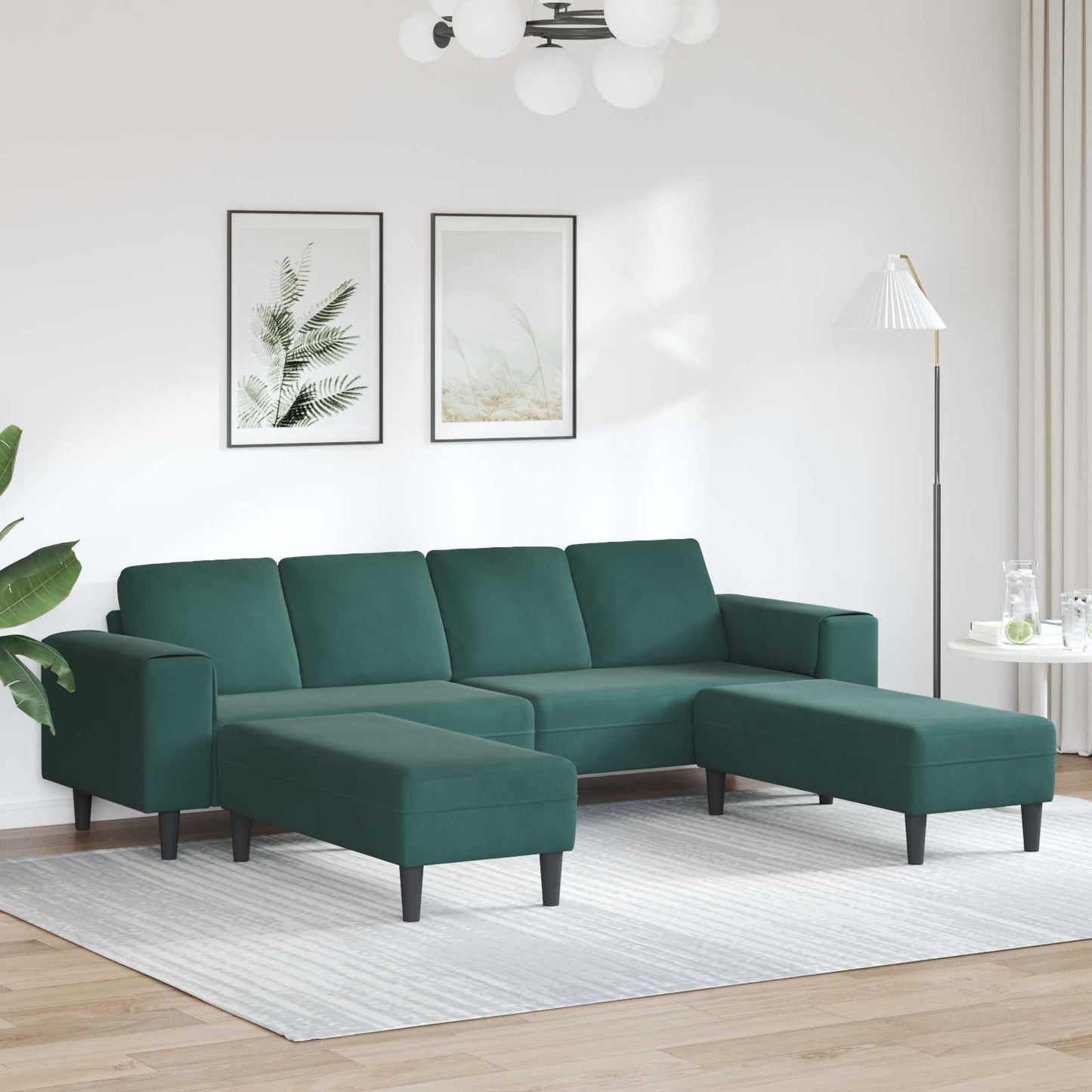 vidaXL Καναπές σαλονιού 3 pcs Σκούρο Πράσινο 250 x 188 x 76 εκ.