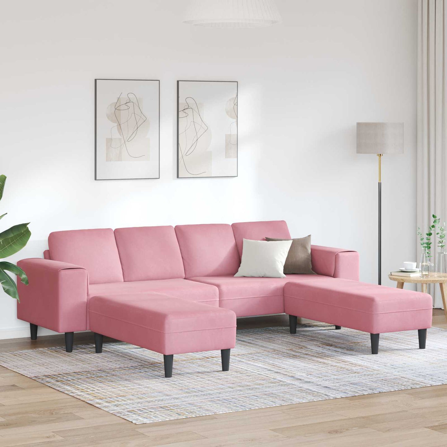vidaXL Καναπές σαλονιού 3 pcs Ροζ 250 x 188 x 76 εκ.