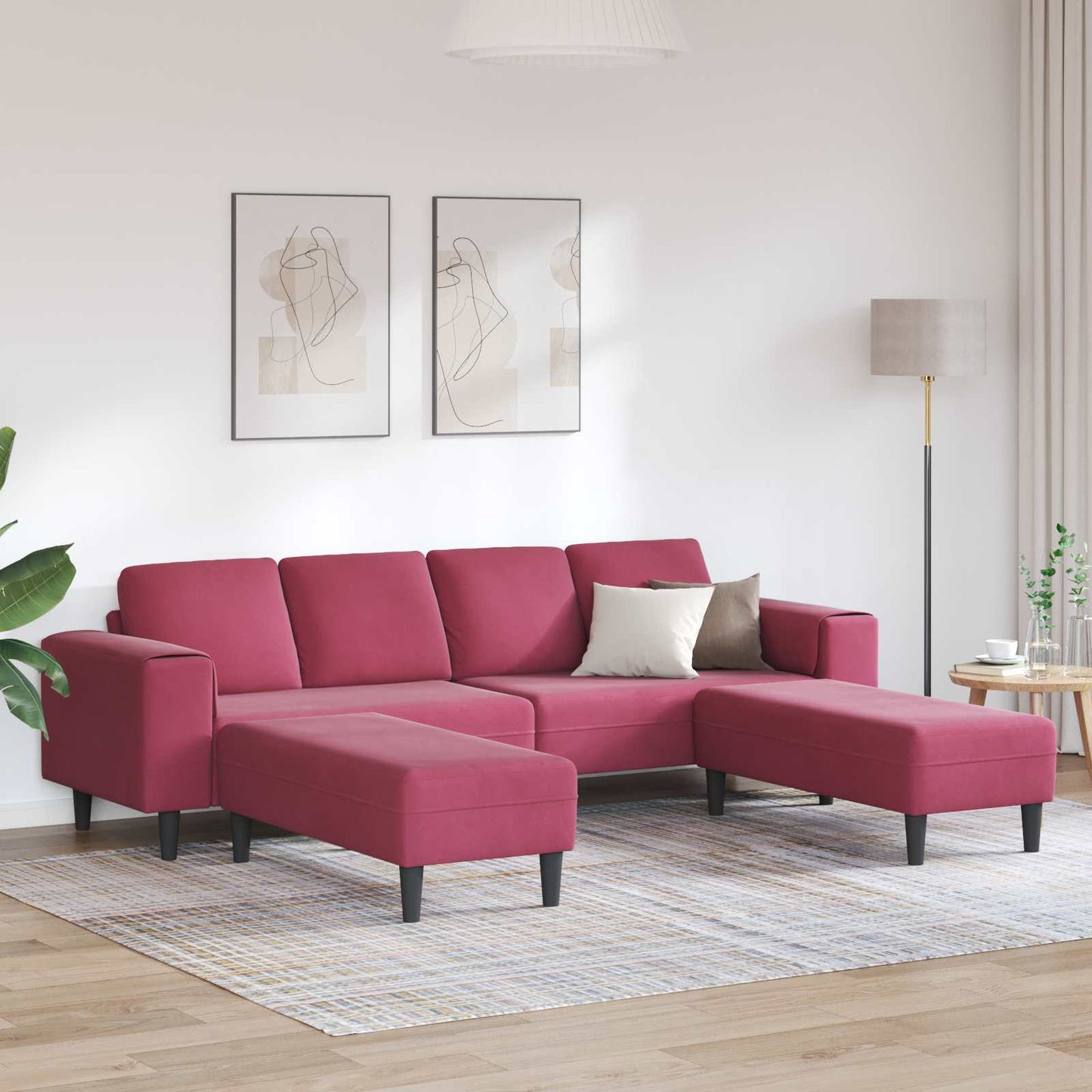vidaXL Καναπές σαλονιού 3 pcs Κόκκινο 250 x 188 x 76 εκ.