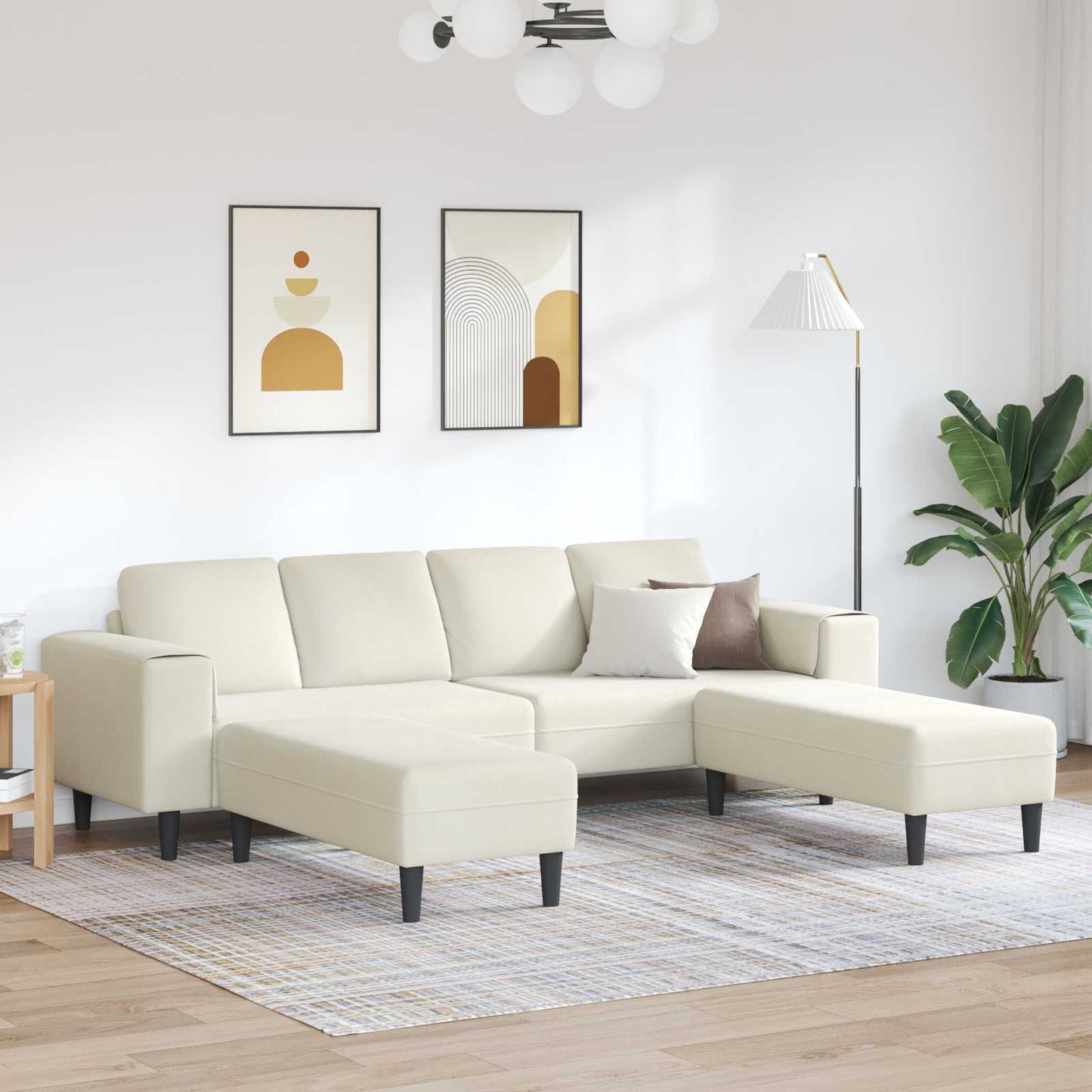 vidaXL Καναπές σαλονιού 3 pcs Κρεμ 250 x 188 x 76 εκ.