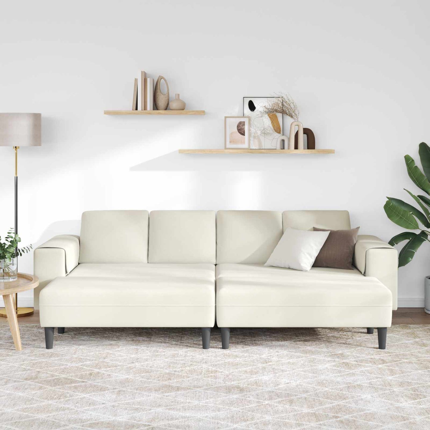 vidaXL Καναπές σαλονιού 3 pcs Κρεμ 250 x 188 x 76 εκ.