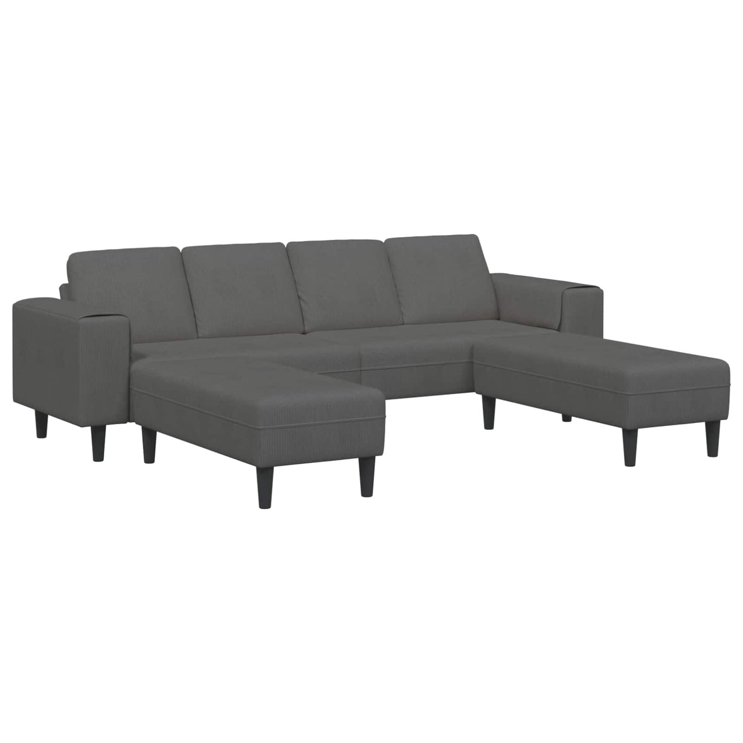 vidaXL Καναπές Σκούρο Γκρι 250 x 188 x 76 εκ. Υφασμάτινο Κορντουρά