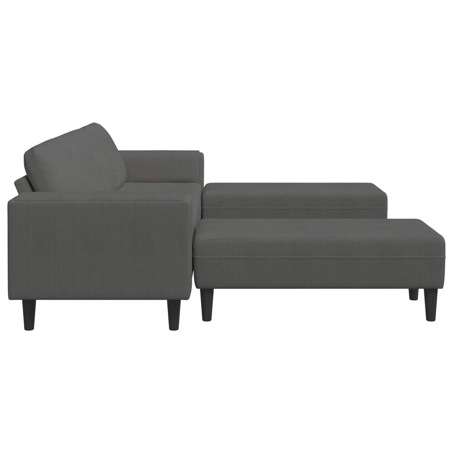 vidaXL Καναπές Σκούρο Γκρι 250 x 188 x 76 εκ. Υφασμάτινο Κορντουρά
