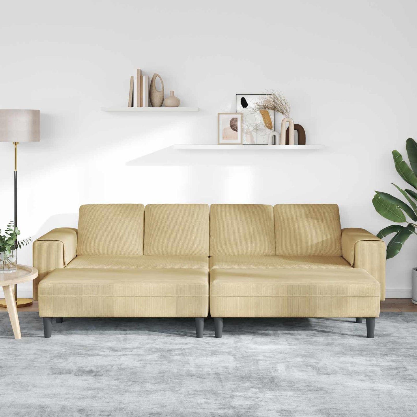 vidaXL Καναπές Γκρι Πράσινο 250 x 188 x 76 εκ. Υφασμάτινο Κορντουρά