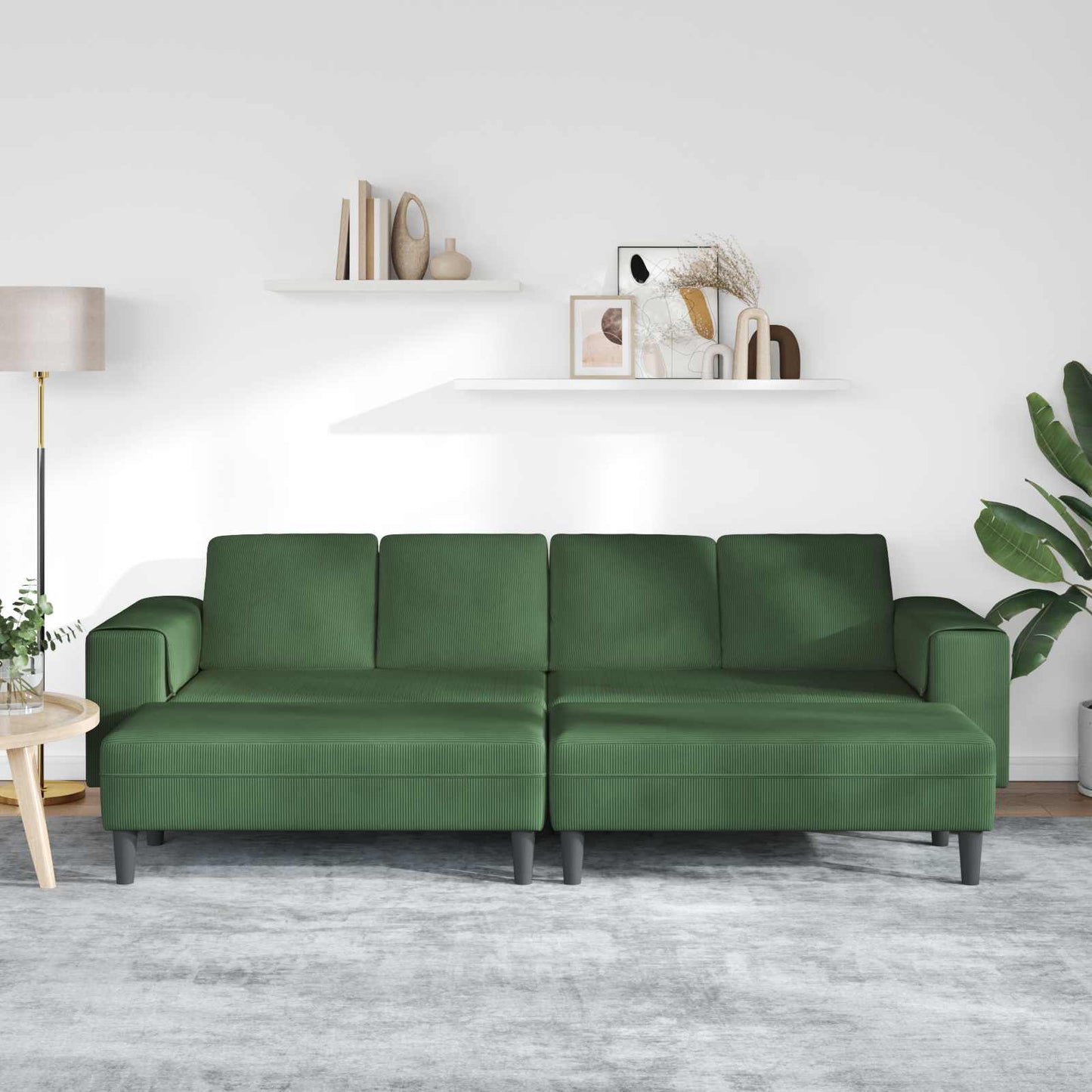 vidaXL Καναπές Σκούρο Πράσινο 250 x 188 x 76 εκ. Υφασμάτινο Κορντουρά