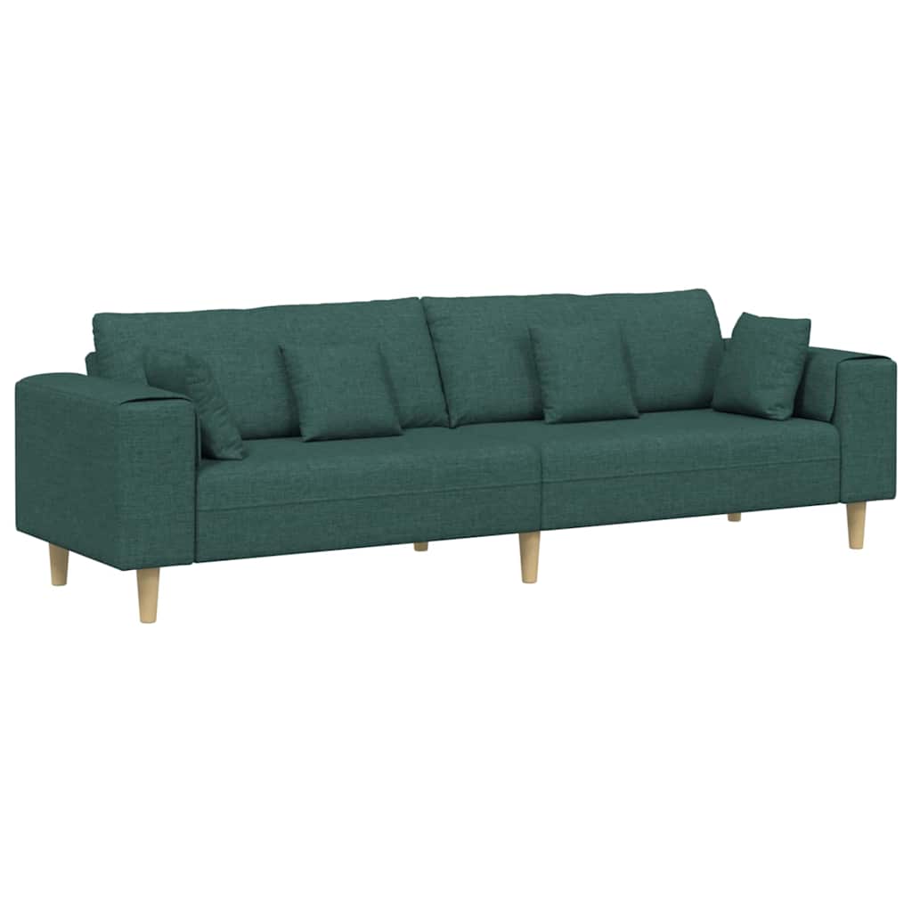 vidaXL Καναπές με μαξιλάρι Σκούρο Πράσινο 250 x 77 x 76 εκ. ύφασμα
