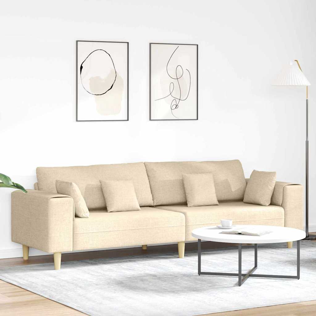 vidaXL Καναπές με μαξιλάρι Κρεμ 250 x 77 x 76 εκ. ύφασμα