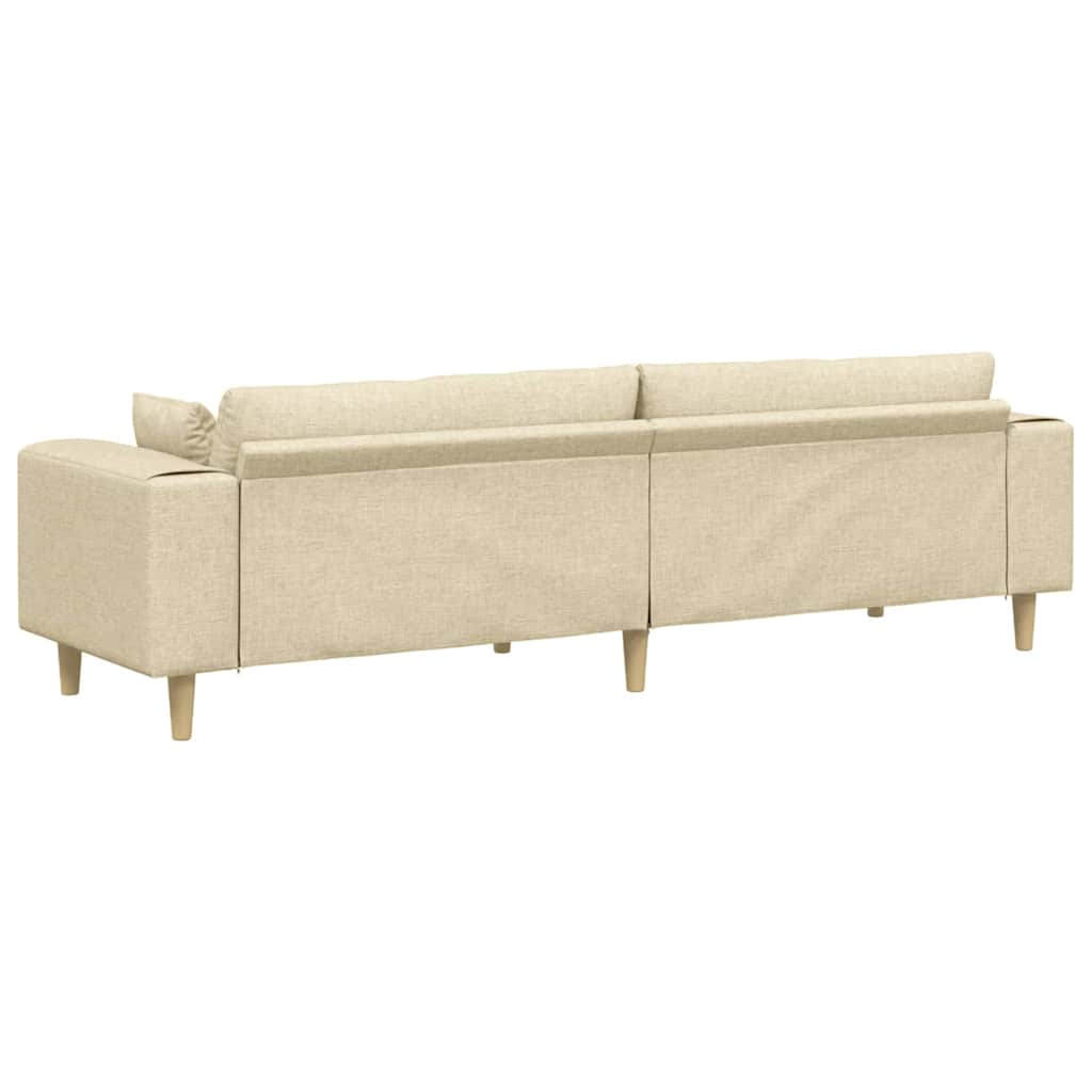vidaXL Καναπές με μαξιλάρι Κρεμ 250 x 77 x 76 εκ. ύφασμα