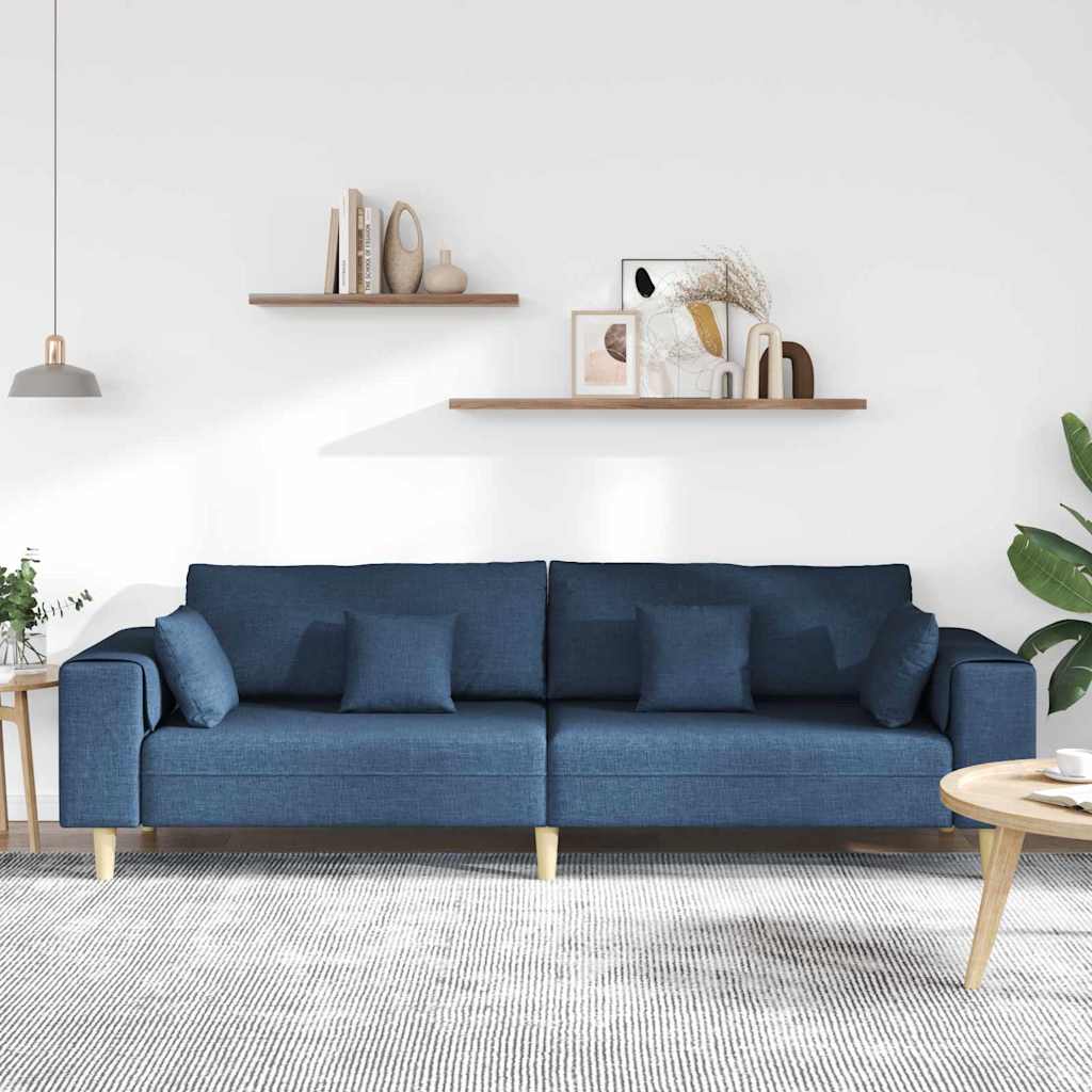 vidaXL Καναπές με μαξιλάρι Μπλε 250 x 77 x 76 εκ. ύφασμα