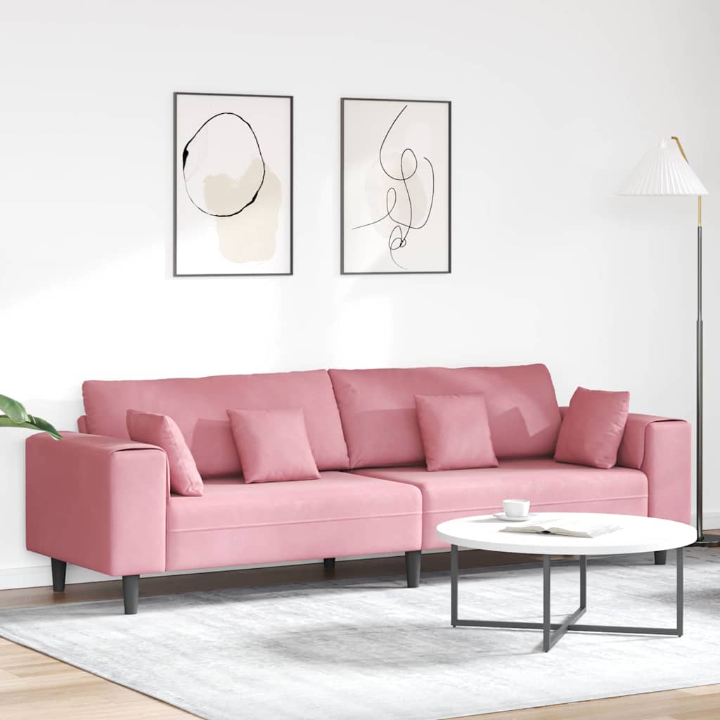 vidaXL Καναπές Ροζ 250 x 77 x 76 εκ. Βελούδο