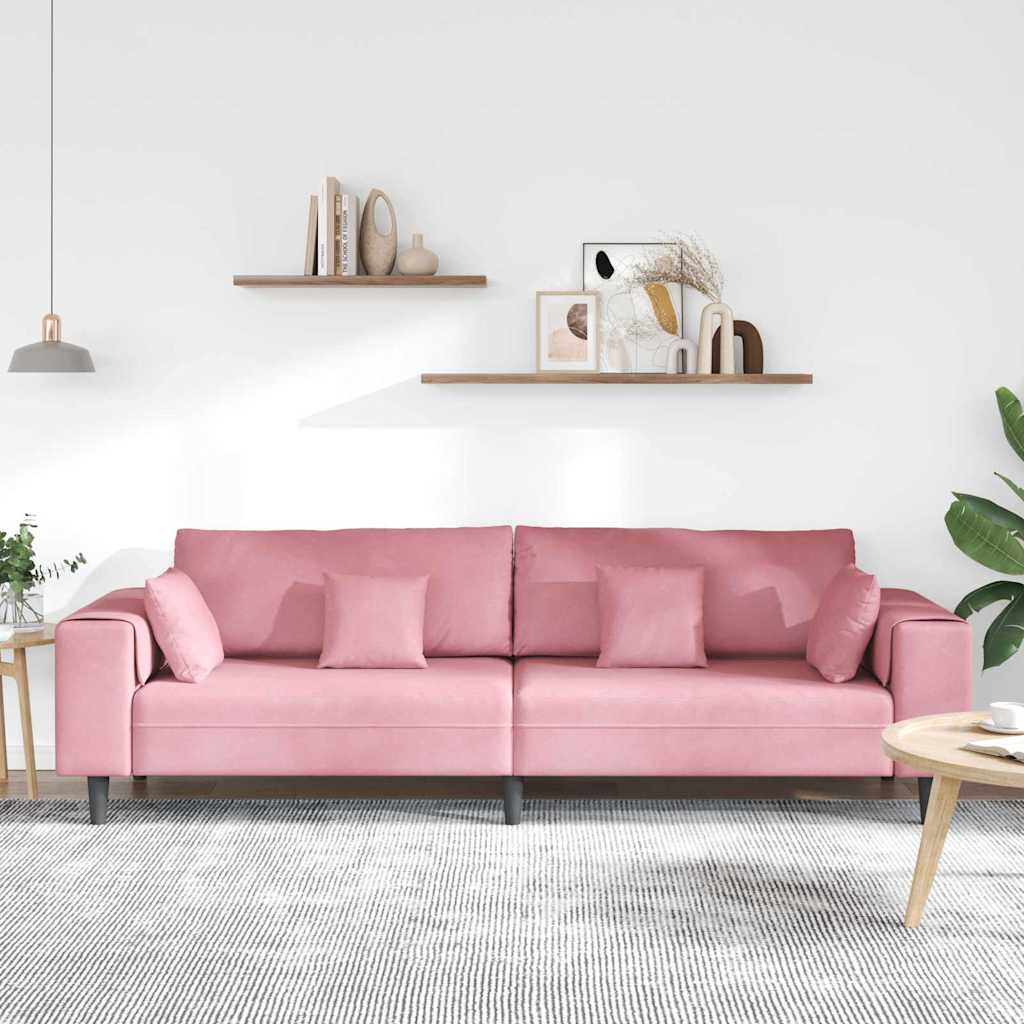vidaXL Καναπές Ροζ 250 x 77 x 76 εκ. Βελούδο