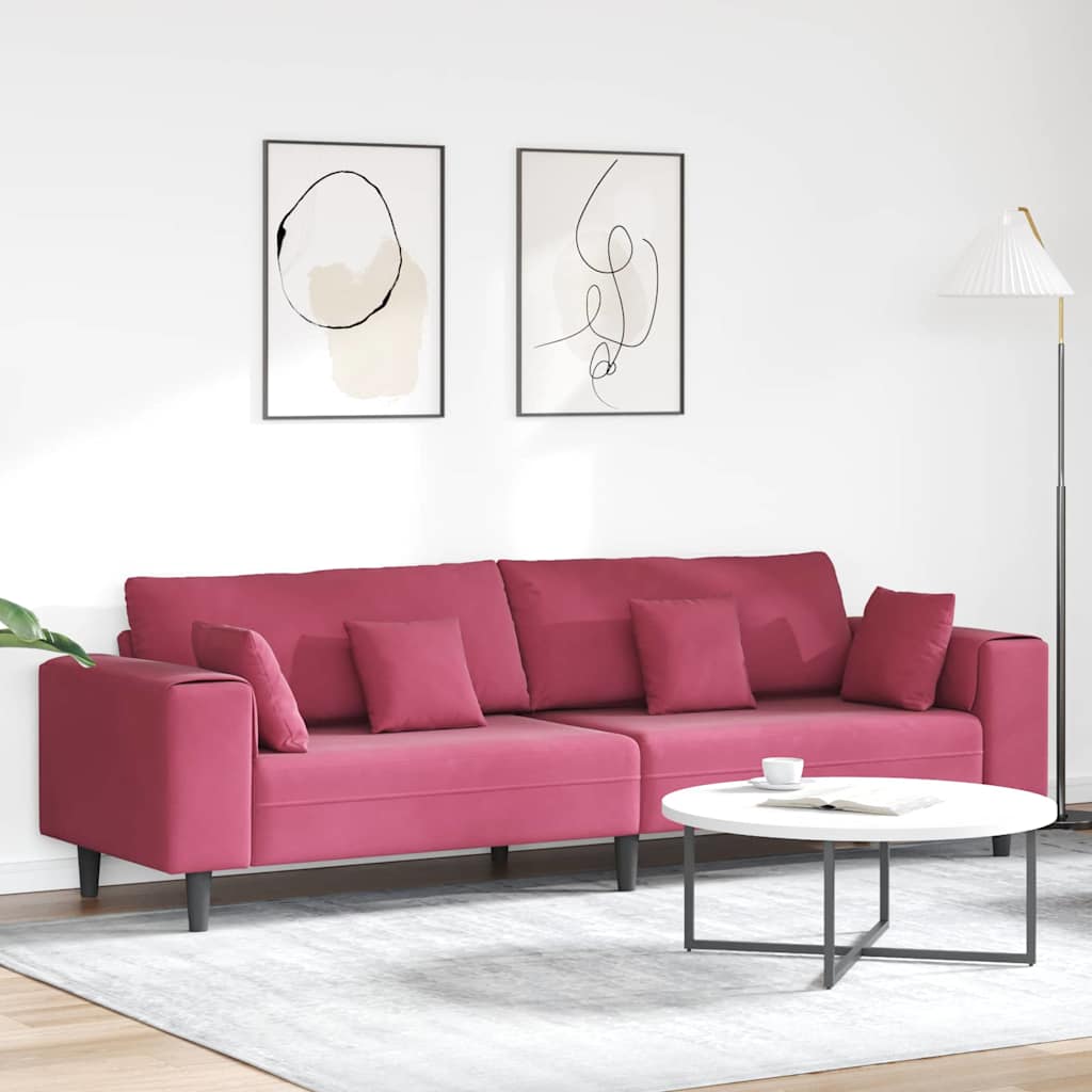 vidaXL Καναπές Κόκκινο 250 x 77 x 76 εκ. Βελούδο