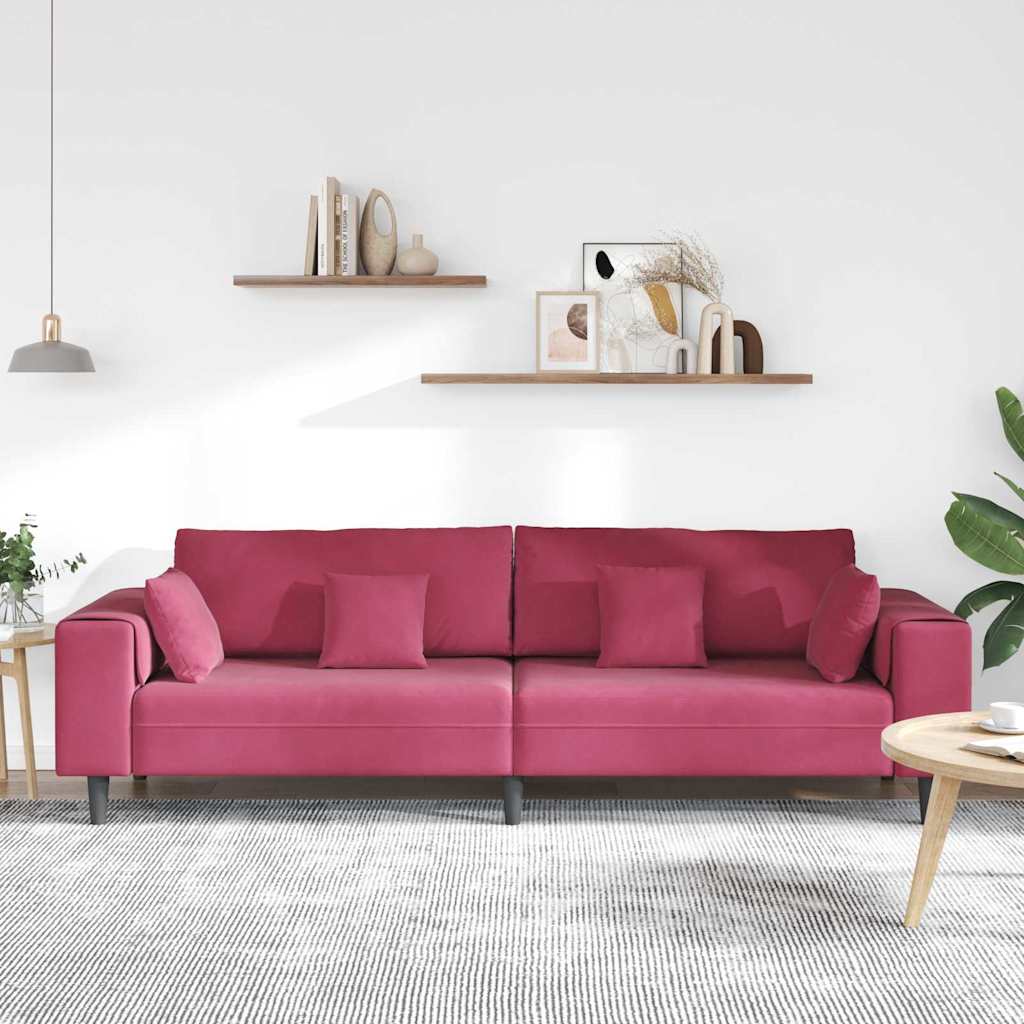 vidaXL Καναπές Κόκκινο 250 x 77 x 76 εκ. Βελούδο