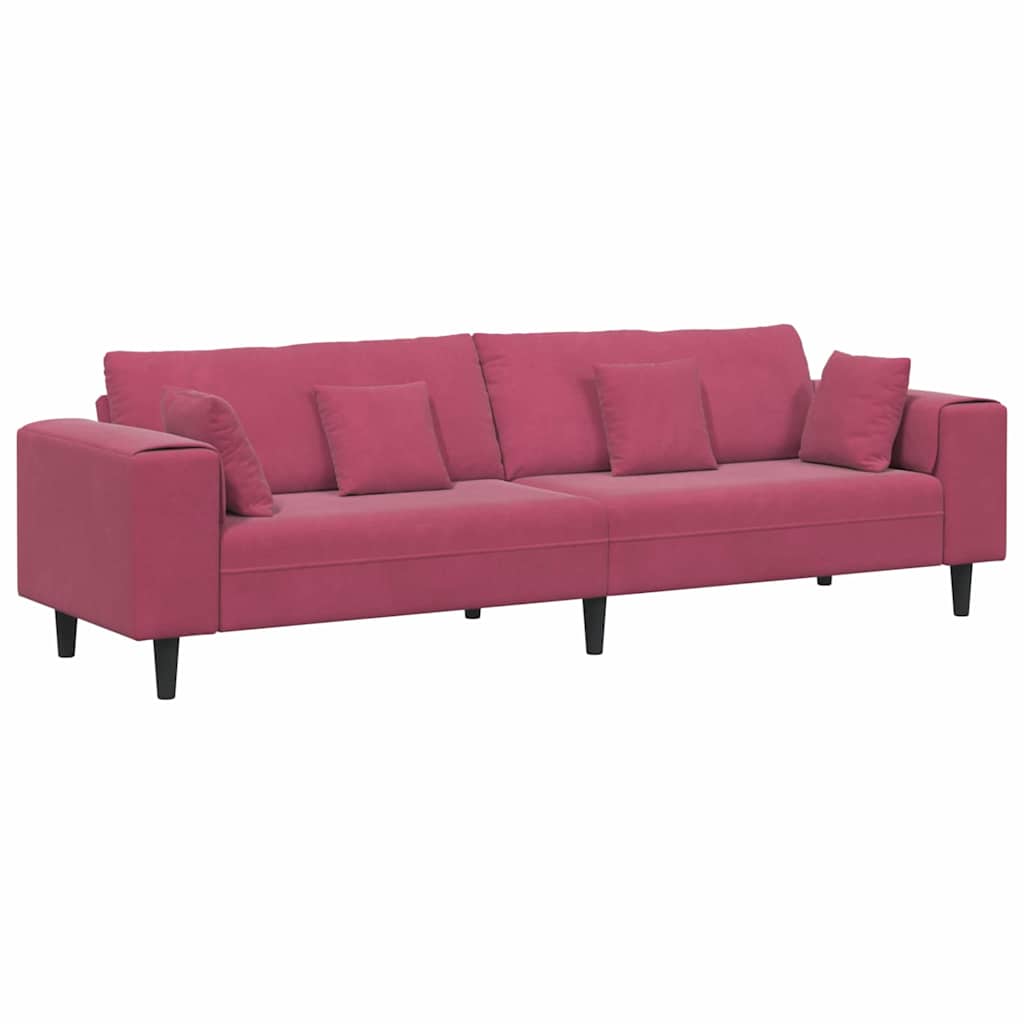 vidaXL Καναπές Κόκκινο 250 x 77 x 76 εκ. Βελούδο