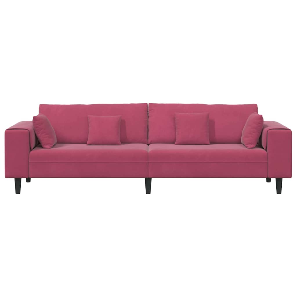 vidaXL Καναπές Κόκκινο 250 x 77 x 76 εκ. Βελούδο