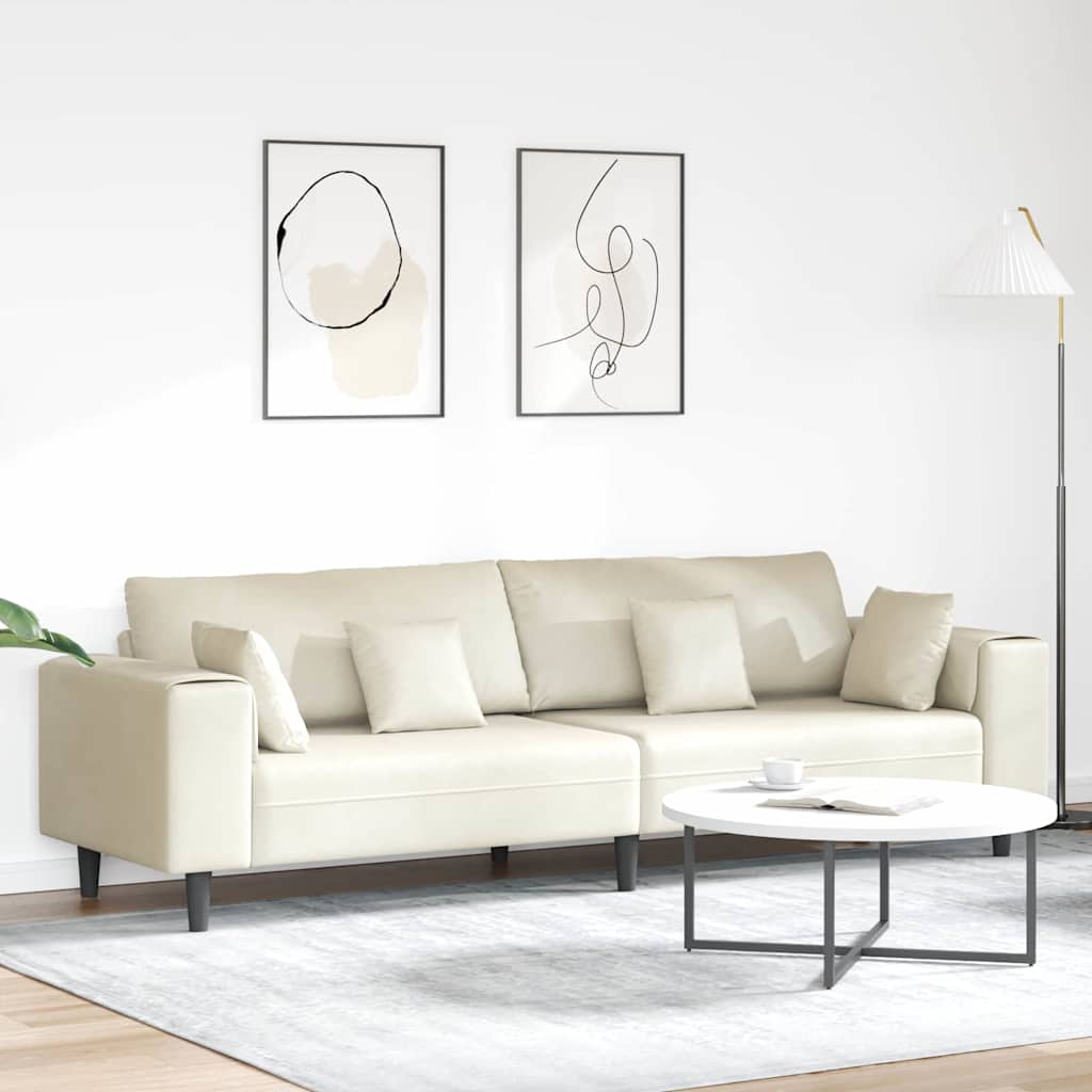 vidaXL Καναπές Κρεμ 250 x 77 x 76 εκ. Βελούδο