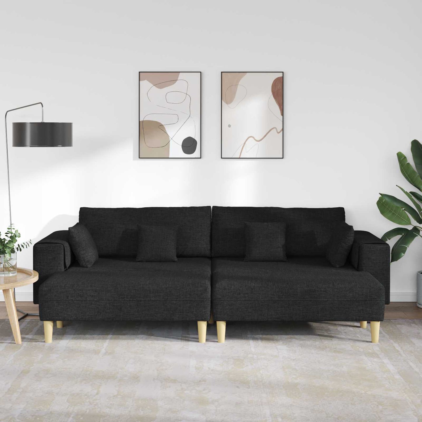 vidaXL Καναπές με μαξιλάρι 3 pcs Μαύρο ύφασμα