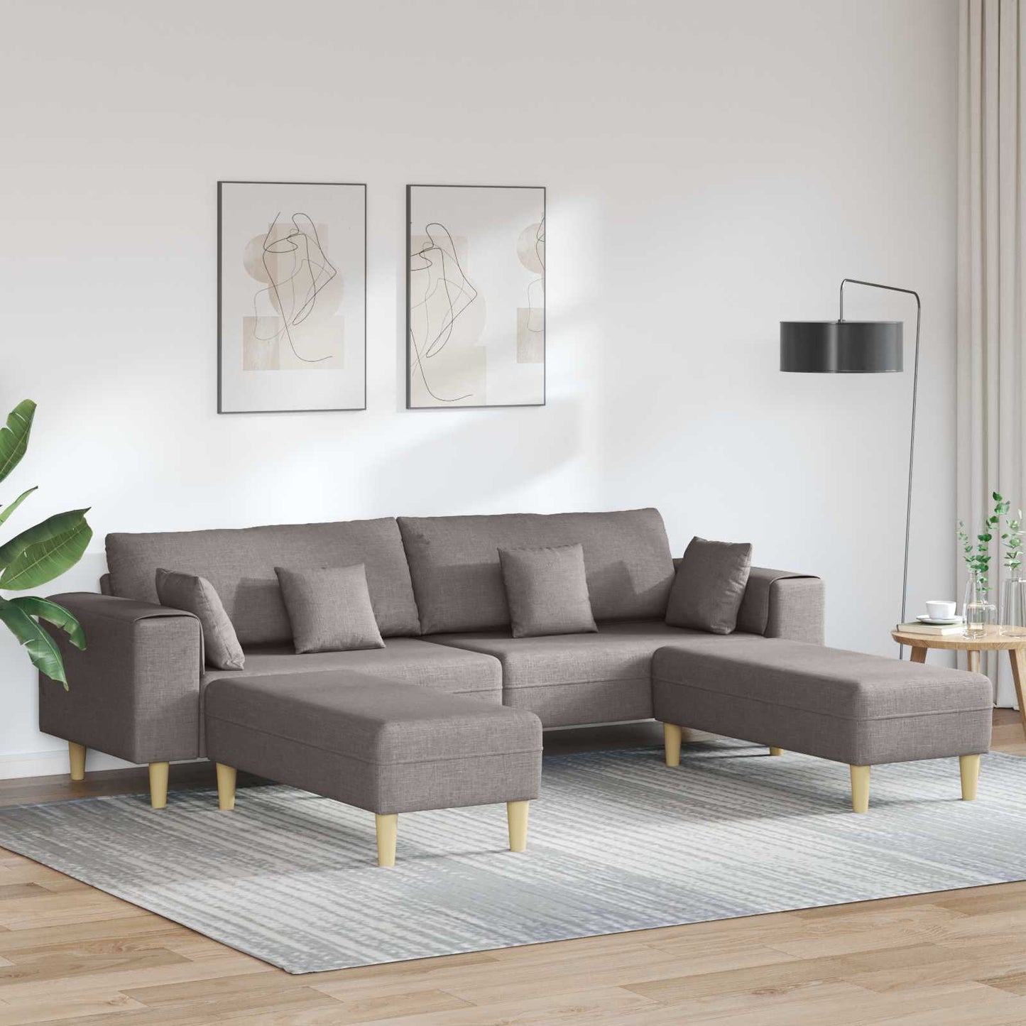 vidaXL Καναπές με μαξιλάρι 3 pcs Taupe ύφασμα