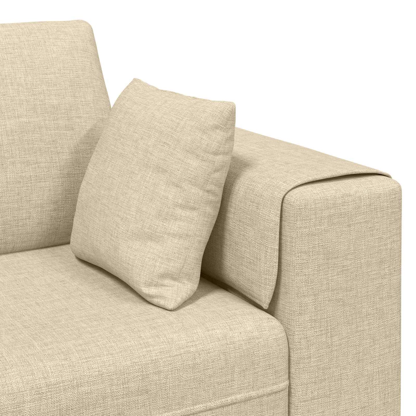 vidaXL Καναπές με μαξιλάρι 3 pcs Κρεμ ύφασμα